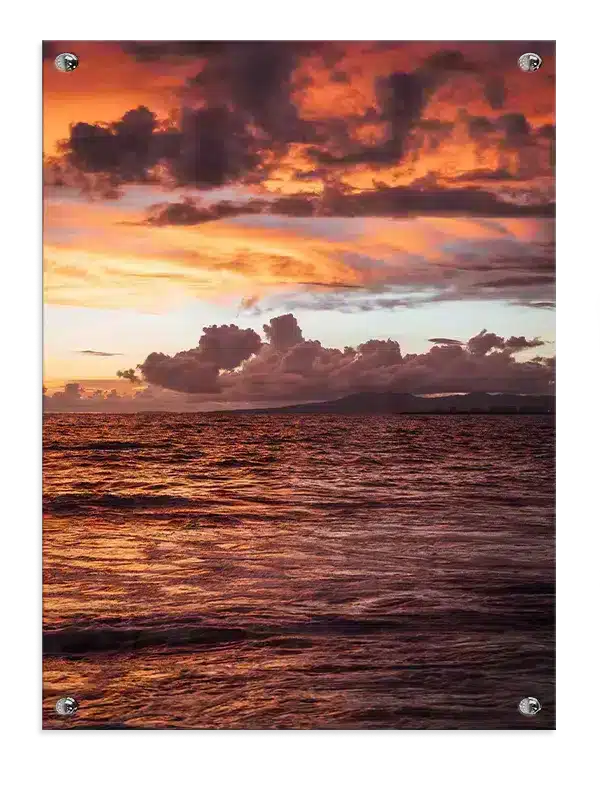 Ildrød Solnedgang Over Havet Plakat