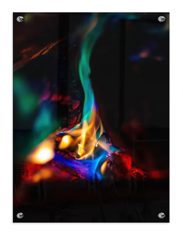 Farverige Flammer Nærbillede Plakat