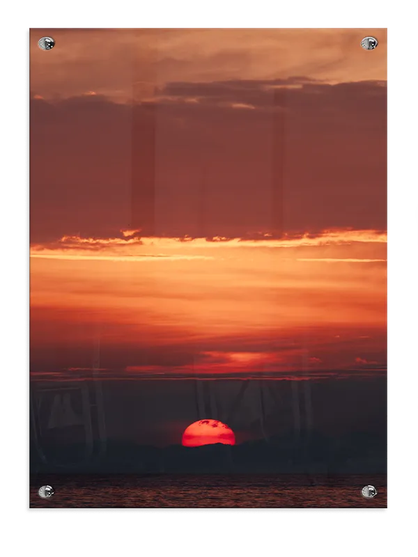 Solnedgang Bag Bjergtoppe Plakat