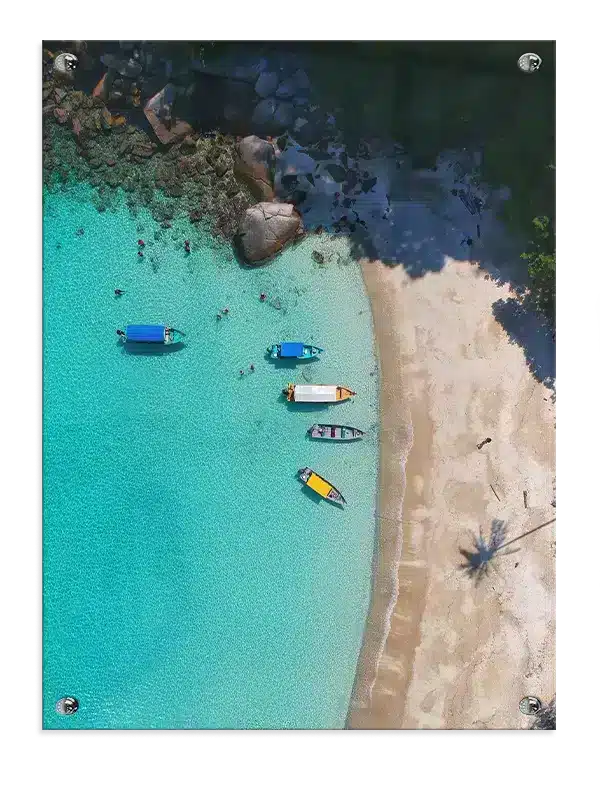 Turkis Strand og Både Plakat