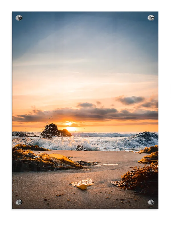 Gylden Kystsolnedgang Plakat