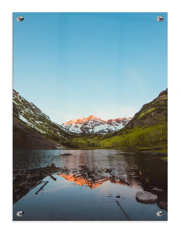 Sneklædte Toppe Ved Solnedgang Plakat