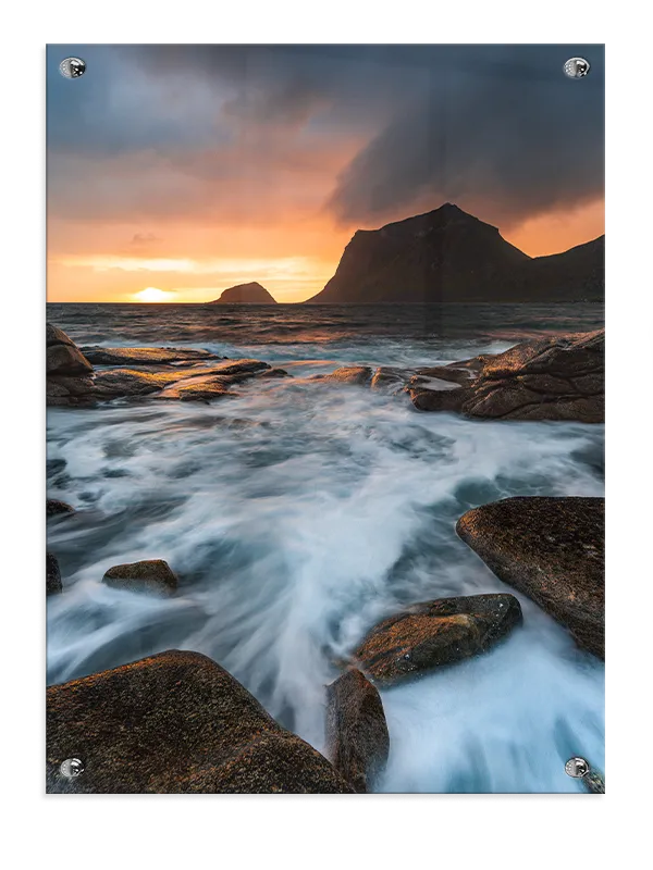 Kystklipper i Solnedgang Plakat