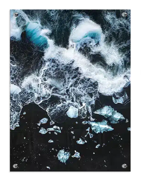 Isbjerge På Sort Strand Plakat
