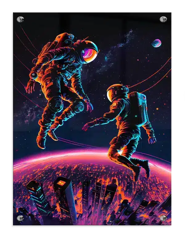 Grafisk Astronauter Over Neonby