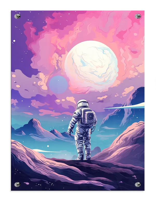 Astronaut Under Rosa Måne