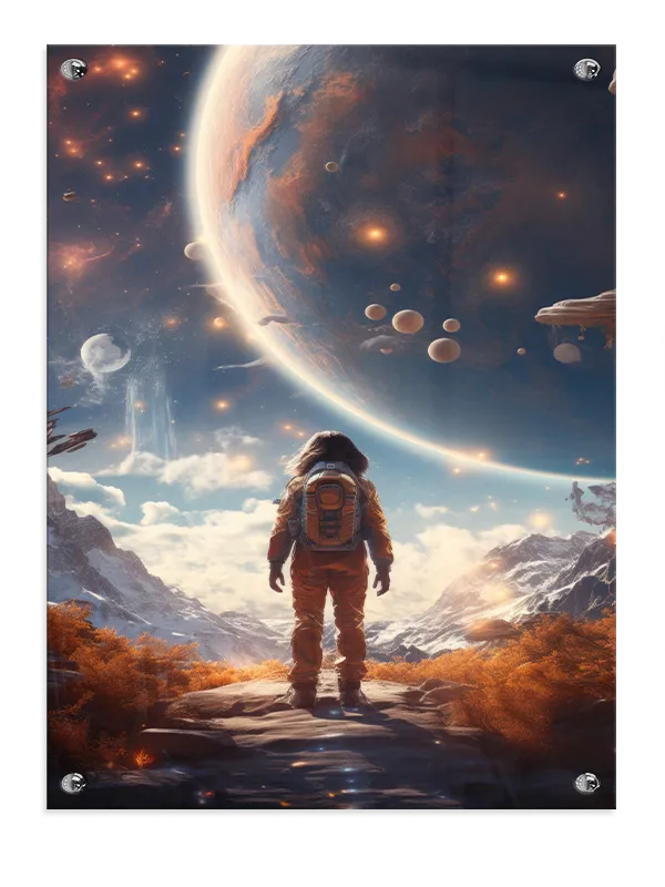 Astronaut Under Kæmpe Planet