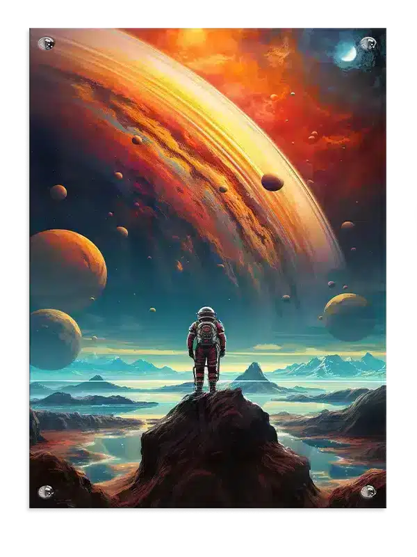 Astronaut Under Brændende Ringplanet