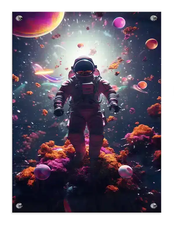 Grafisk Astronaut i Farverigt Kosmos