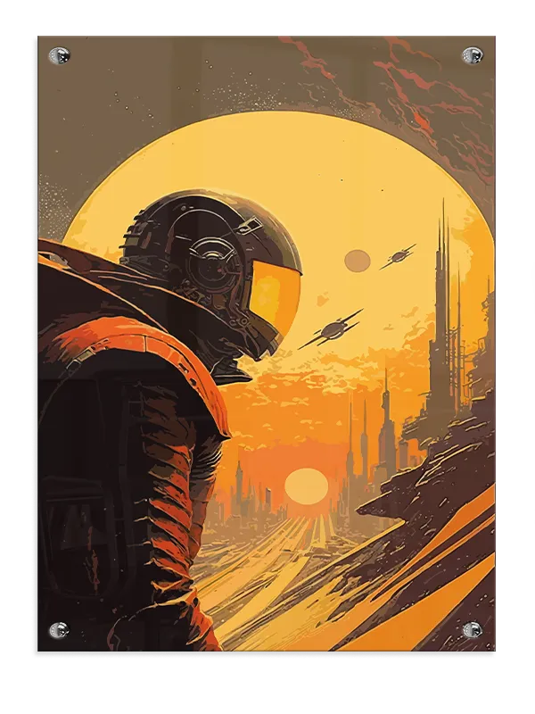 Astronaut ved Orange Solnedgang