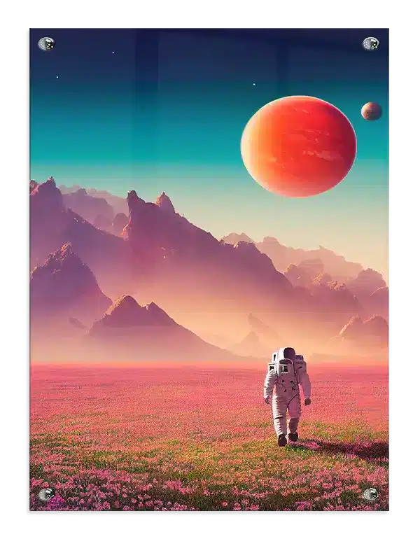 Astronaut Under Rød Planet