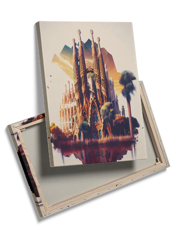 Farvestrålende Barcelona Katedral Illustration
