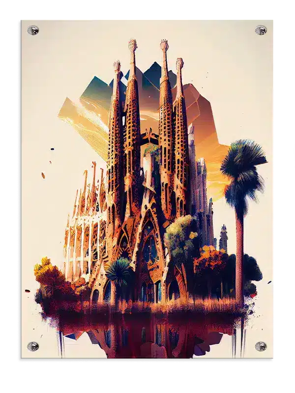 Farvestrålende Barcelona Katedral Illustration