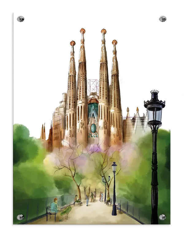 Barcelona Architectural Landmark Illustration