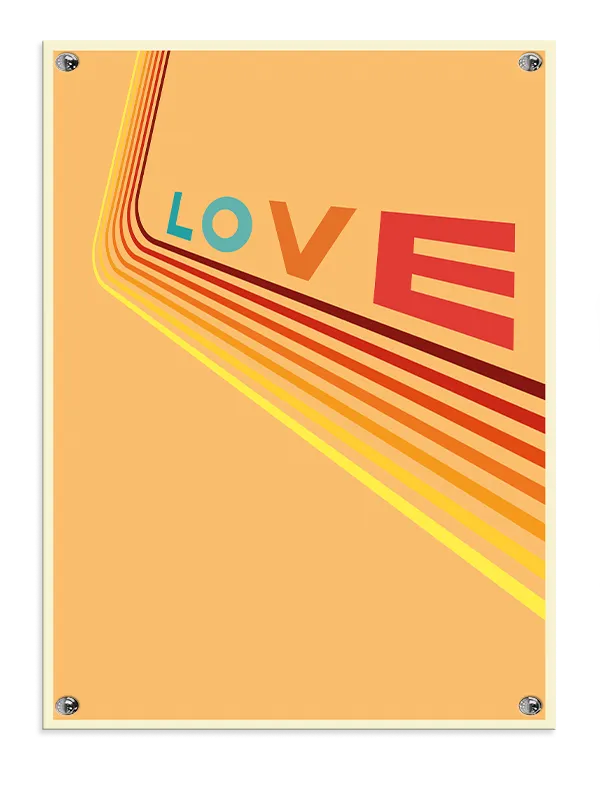 Ordet love med typografi striber farveflader