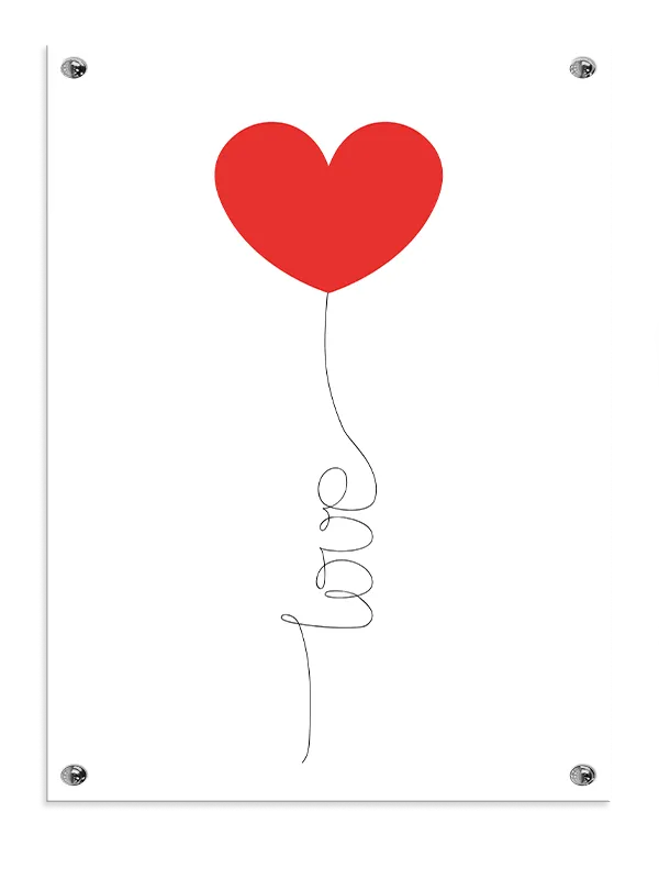 Hjerte ballon hånd med stregtegning minimalisme