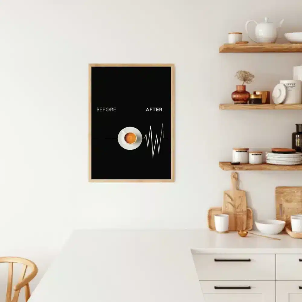 Kaffekop underkop tekst linje med typografi