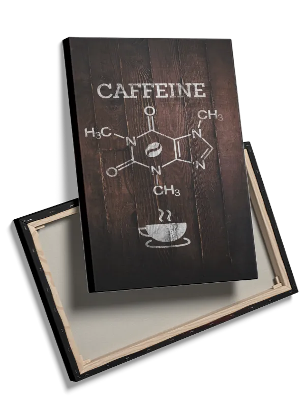 Koffein kemisk struktur kaffekop med typografi