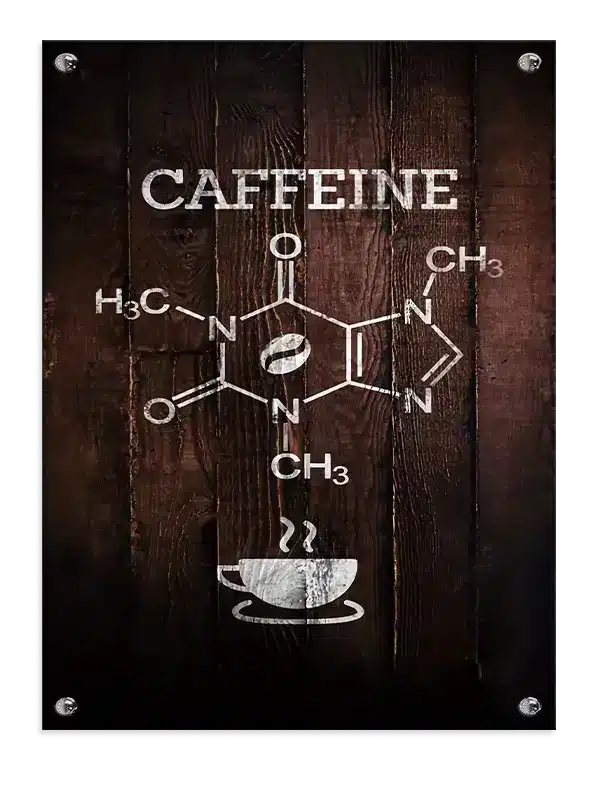 Koffein kemisk struktur kaffekop med typografi