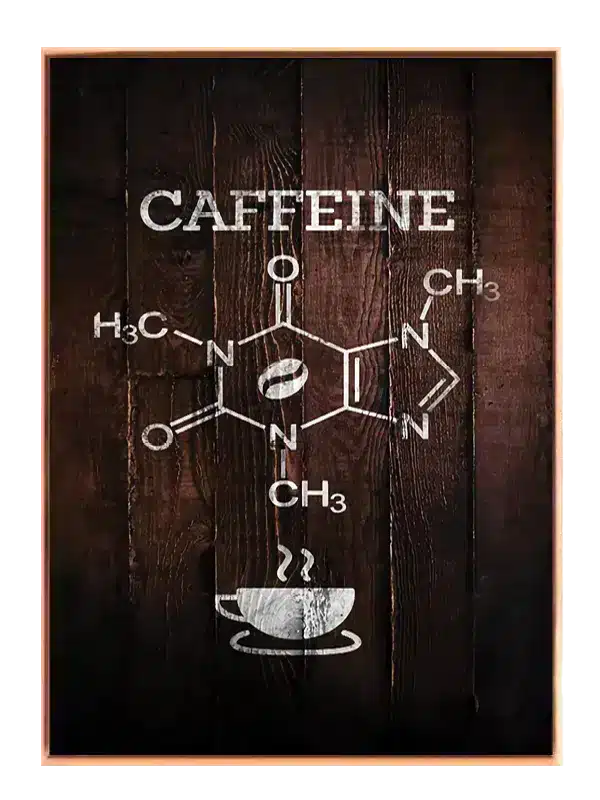 Koffein kemisk struktur kaffekop med typografi