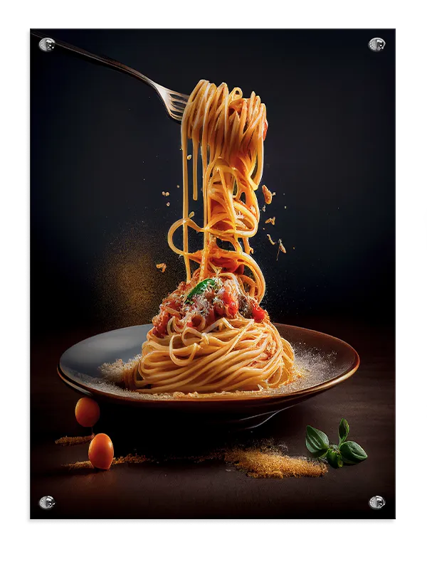 Spaghetti gaffel tallerken tomatsauce med madfotografi