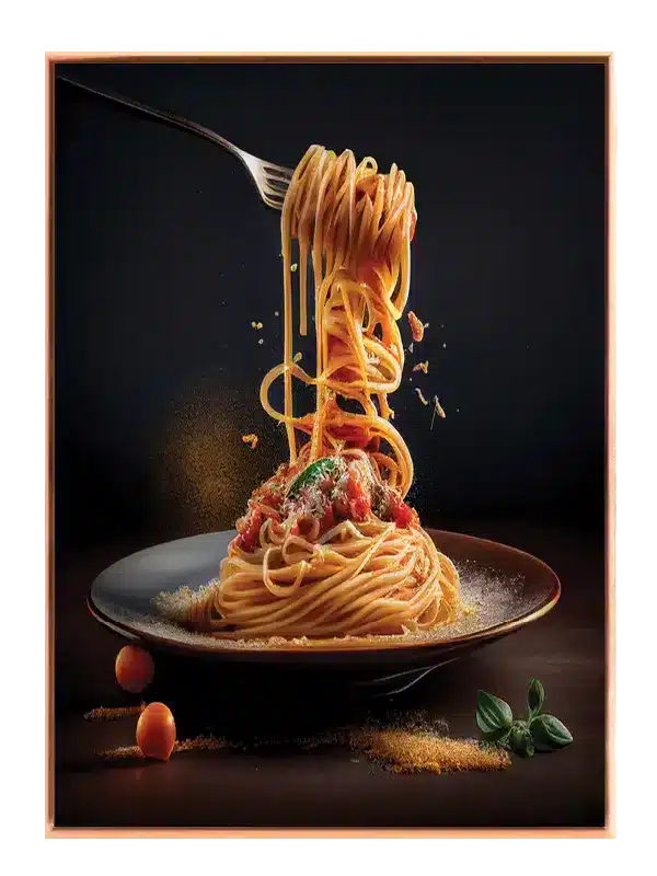 Spaghetti gaffel tallerken tomatsauce med madfotografi