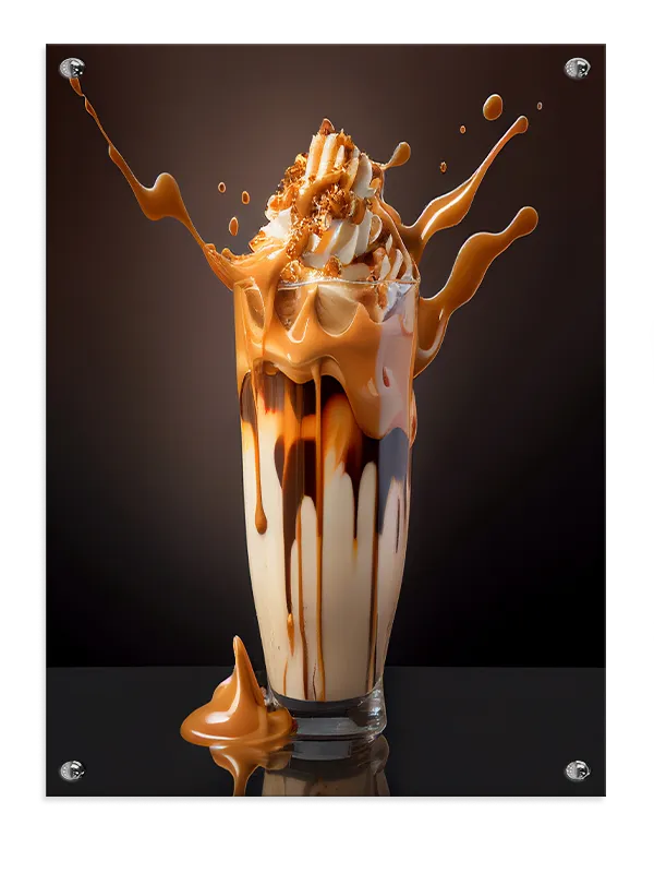 Milkshake glas flødeskum karamelsauce med stænk