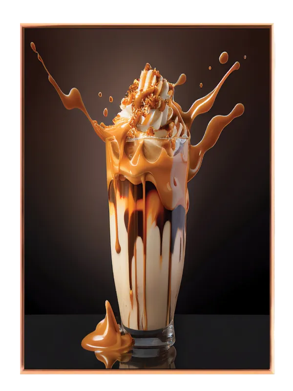 Milkshake glas flødeskum karamelsauce med stænk
