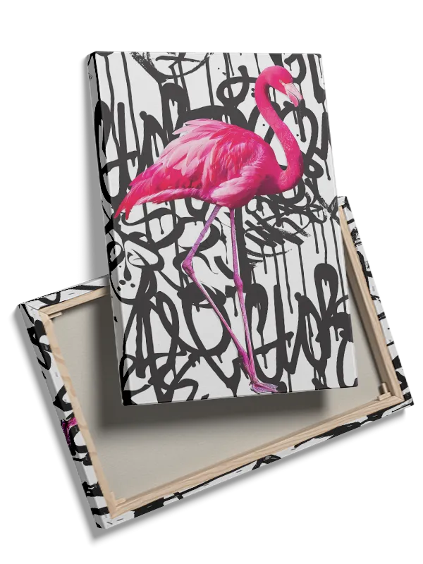 Pink Flamingo med Graffiti