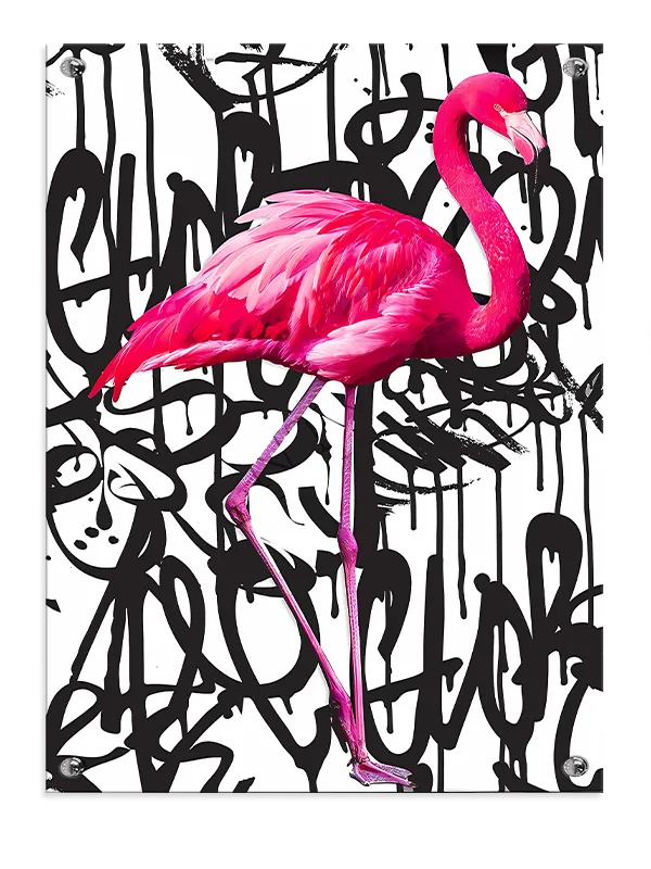 Pink Flamingo med Graffiti