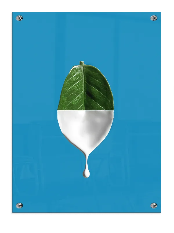 Blad dråbe væske med minimalisme farveflade