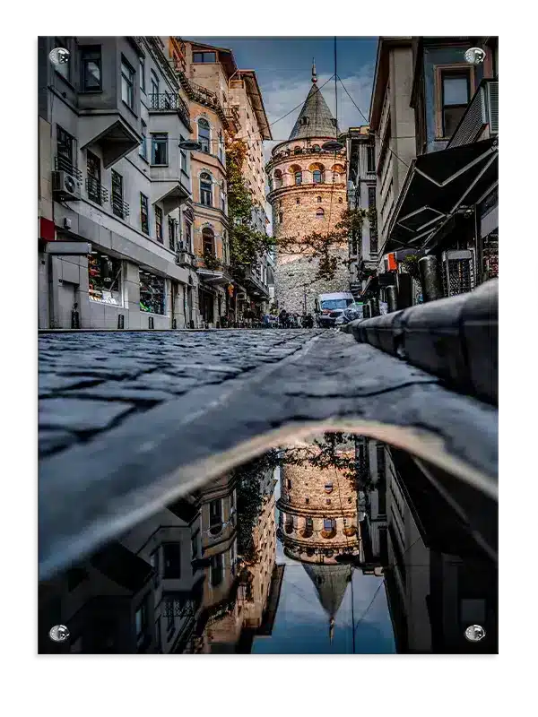 Historic Tower Reflected Street