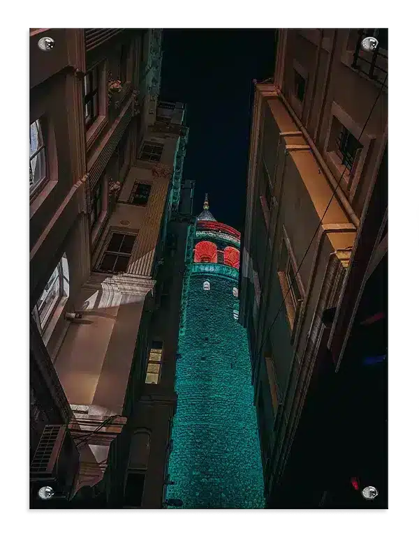 Nighttime Urban Tower View
