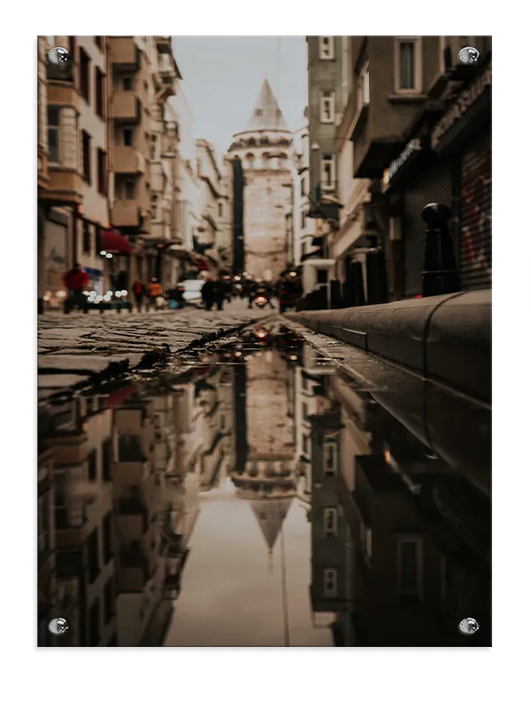Urban Street Reflection Scene