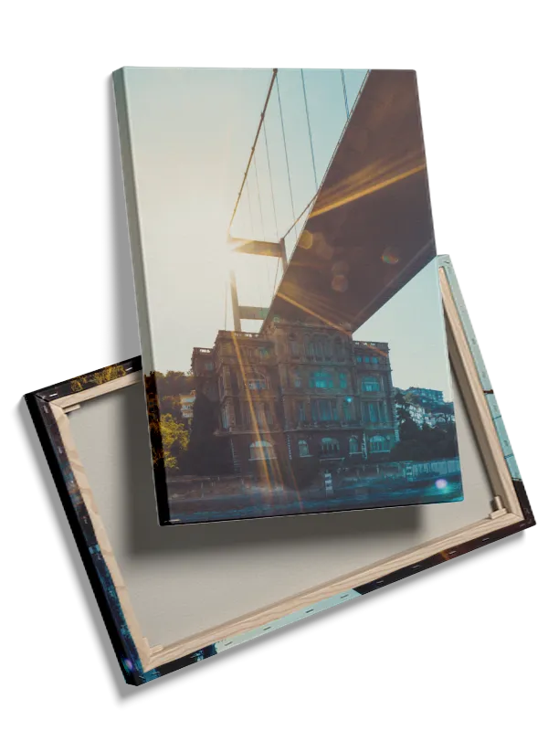 Sunlit Bridge Over Historic Building