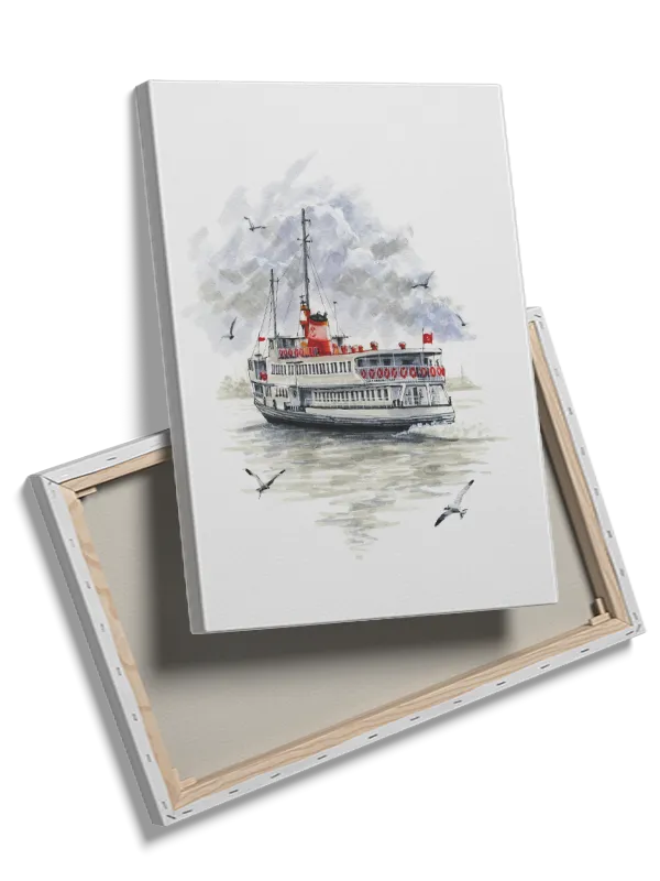 Færge På Havet Illustration