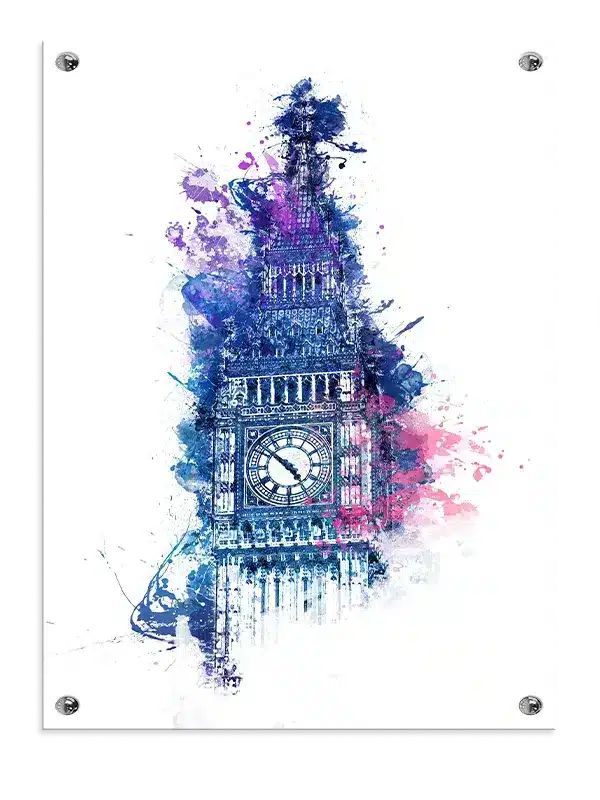 Farverig Big Ben Akvarel Plakat