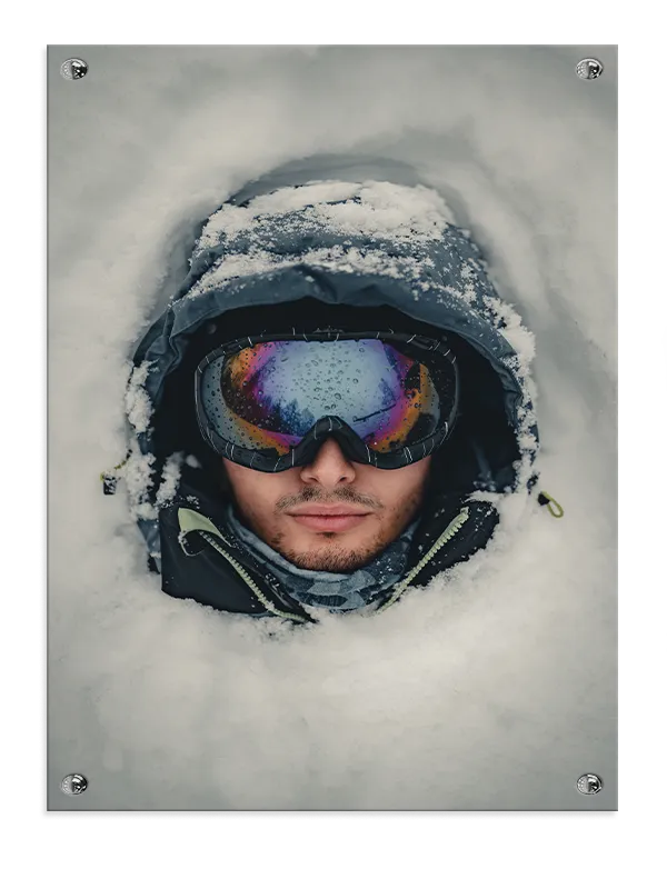 Snowboarder i Sne med Goggles