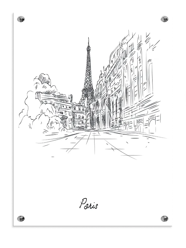 Paris Street Sketch Illustration