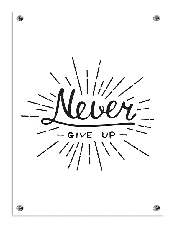 Motiverende Never Give Up Plakat