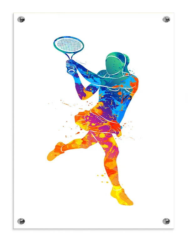 Farverig Tennisspiller i Bevægelse