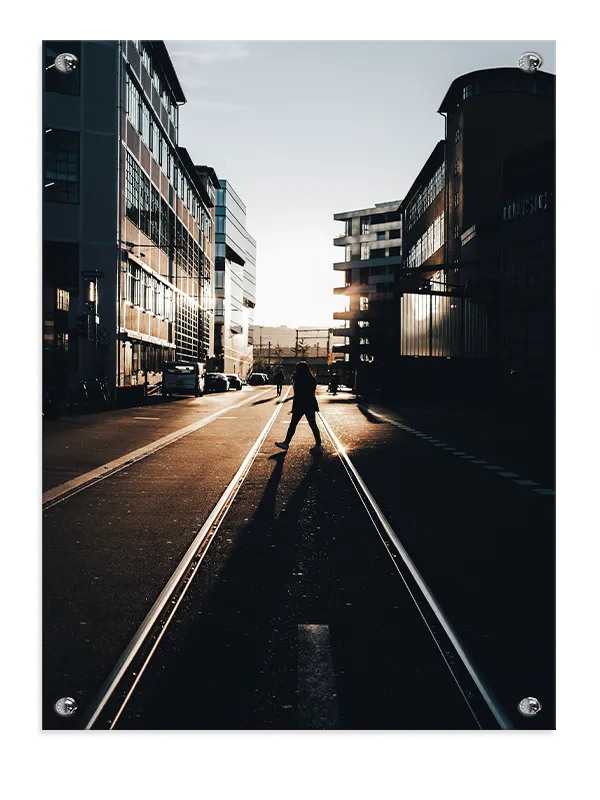 Silhuet på Spor i Solnedgang