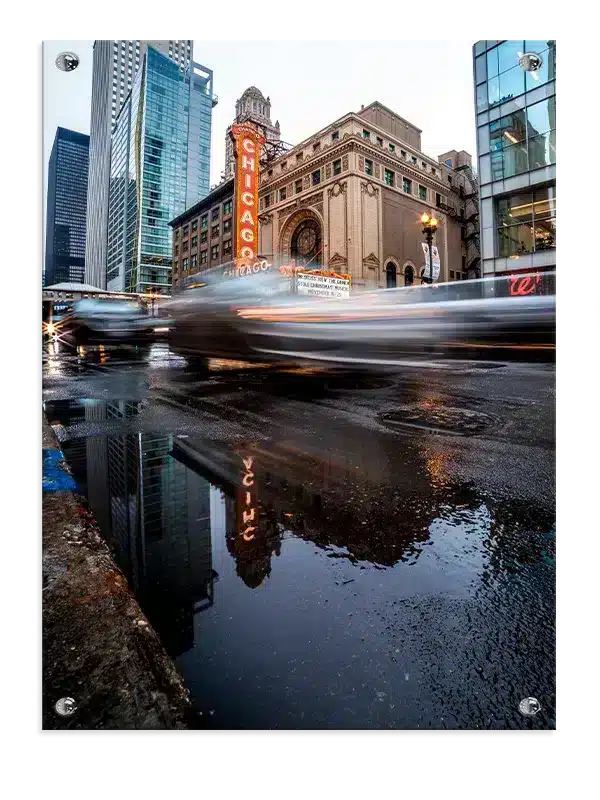 Chicago Teater Skilt i Regn