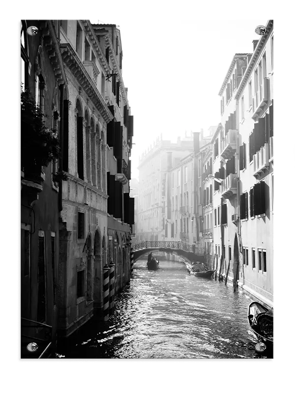 Black And White Canal View