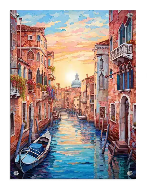 Venetian Canal Sunset Scene