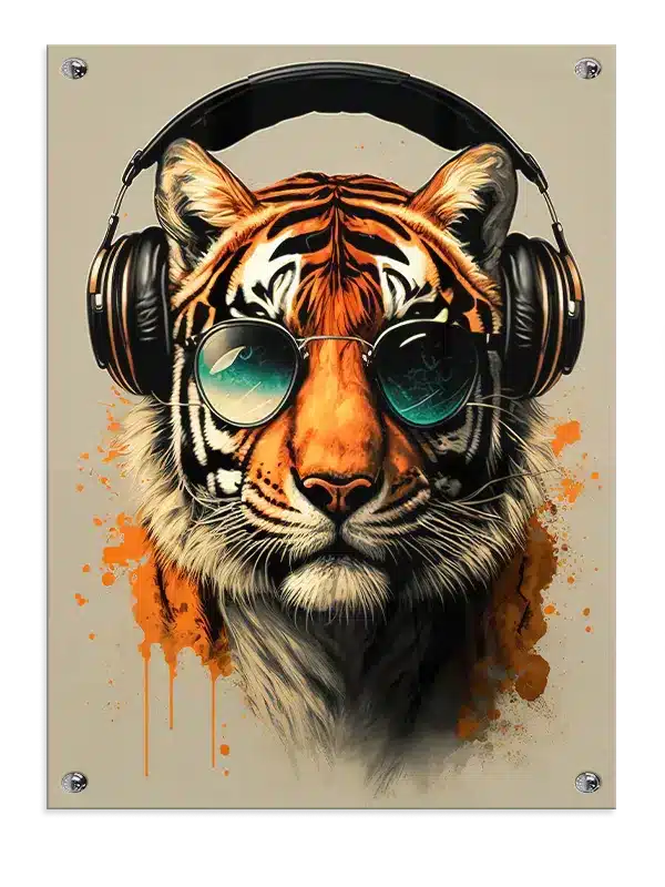 Tiger With Headphones Plakat
