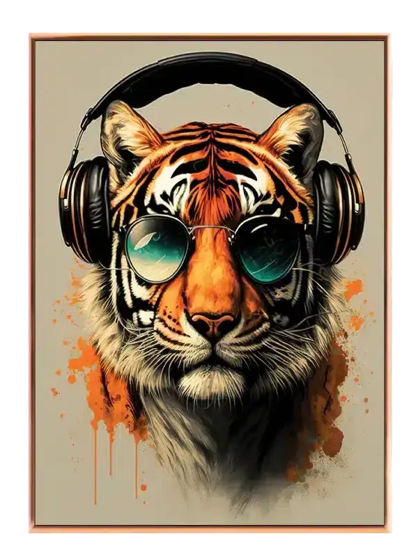 Tiger With Headphones Plakat