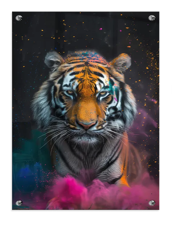 Tiger With Colorful Smoke Plakat