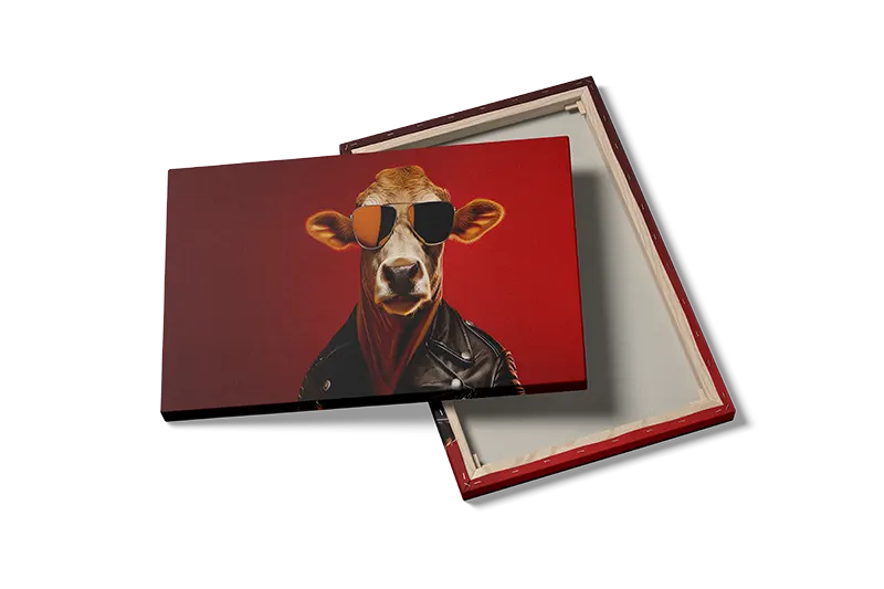 Cow in suite rød baggrund