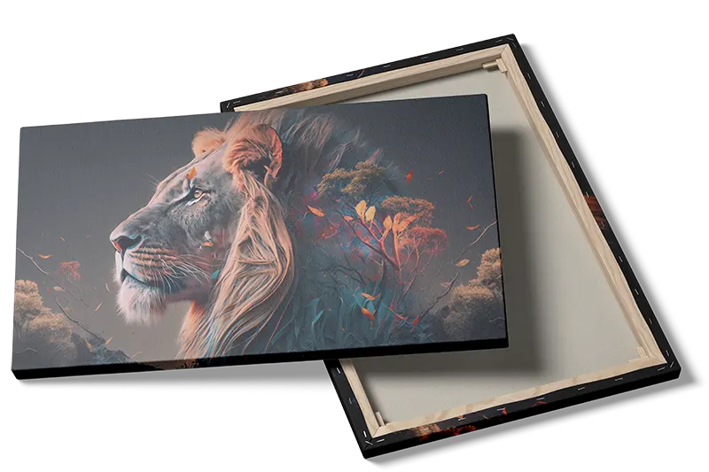 Lion With Autumn Leaves Plakat